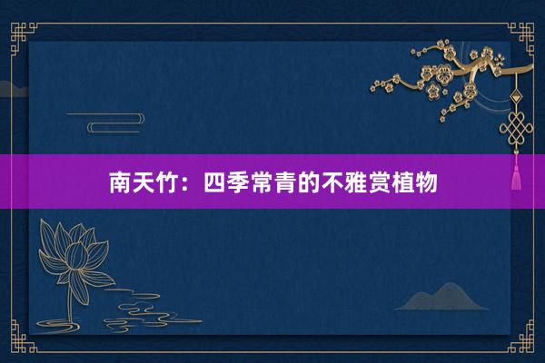 南天竹：四季常青的不雅赏植物